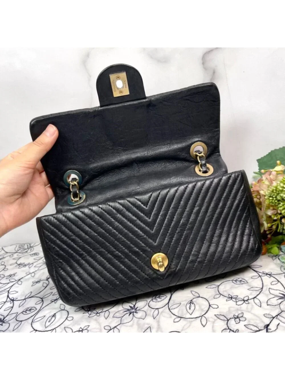 Chanel Chevron V-stitch Chain Shoulder Bag
